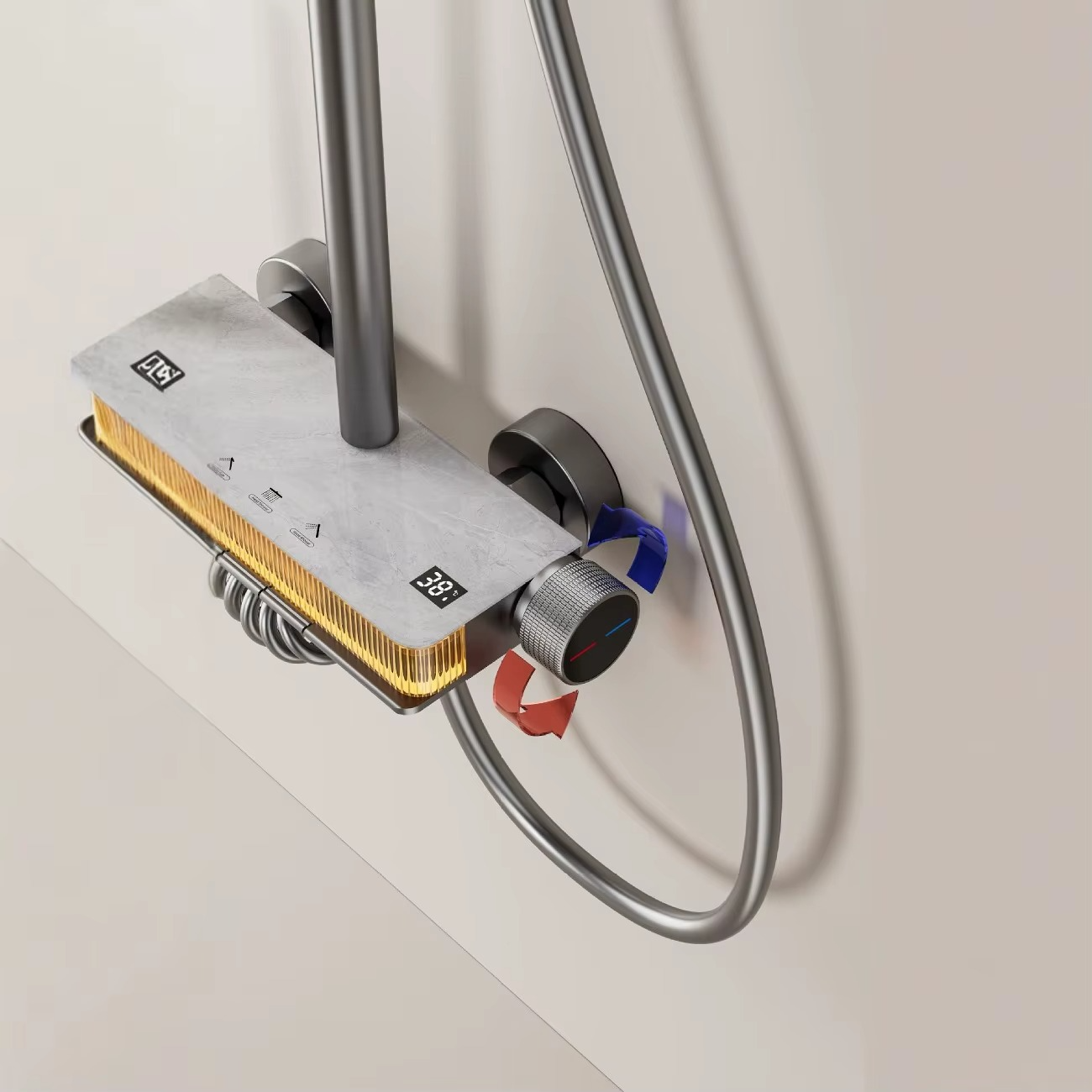 Set de dus cu emitatie marmura, banda LED si display de temperatura, MTZ5