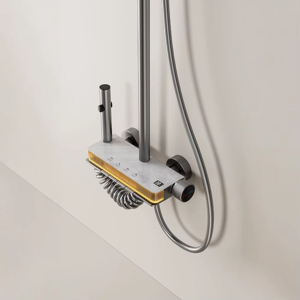 Set de dus cu emitatie marmura, banda LED si display de temperatura, MTZ5