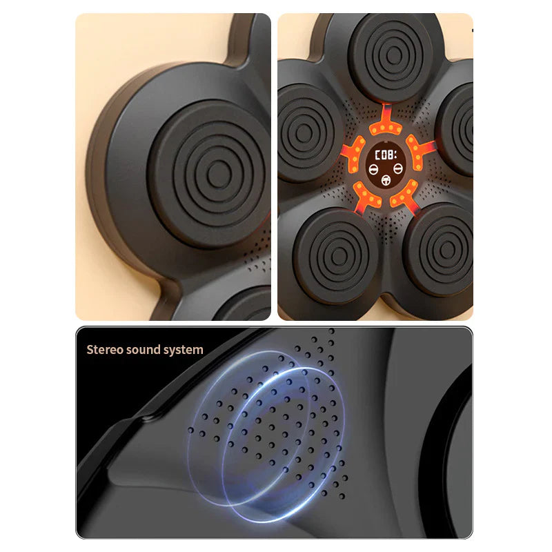 Aparat de box montabil interactiv, sincronizare Bluetooth, muzică și lumini RGB, Negru