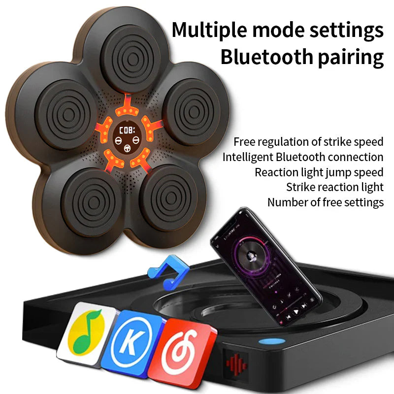 Aparat de box montabil interactiv, sincronizare Bluetooth, muzică și lumini RGB, Negru