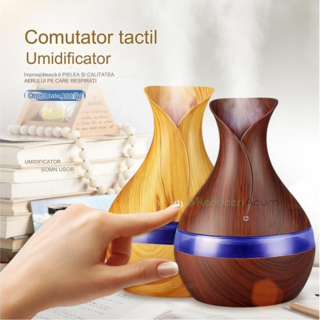 Lichidare de stoc. Umidificator cu led 7 culori, tip vaza