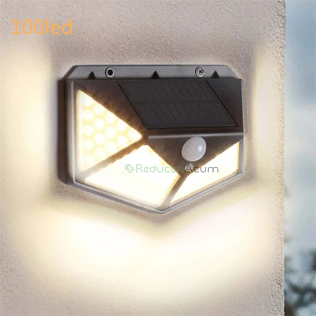 Set 2 x Lampa solara 100 Led cu senzor de miscare