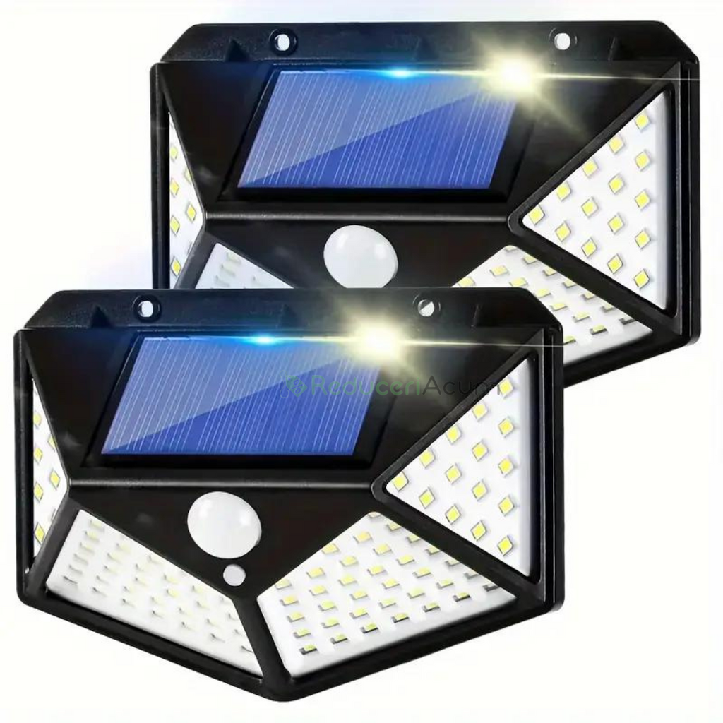 Set 2 x Lampa solara 100 Led cu senzor de miscare