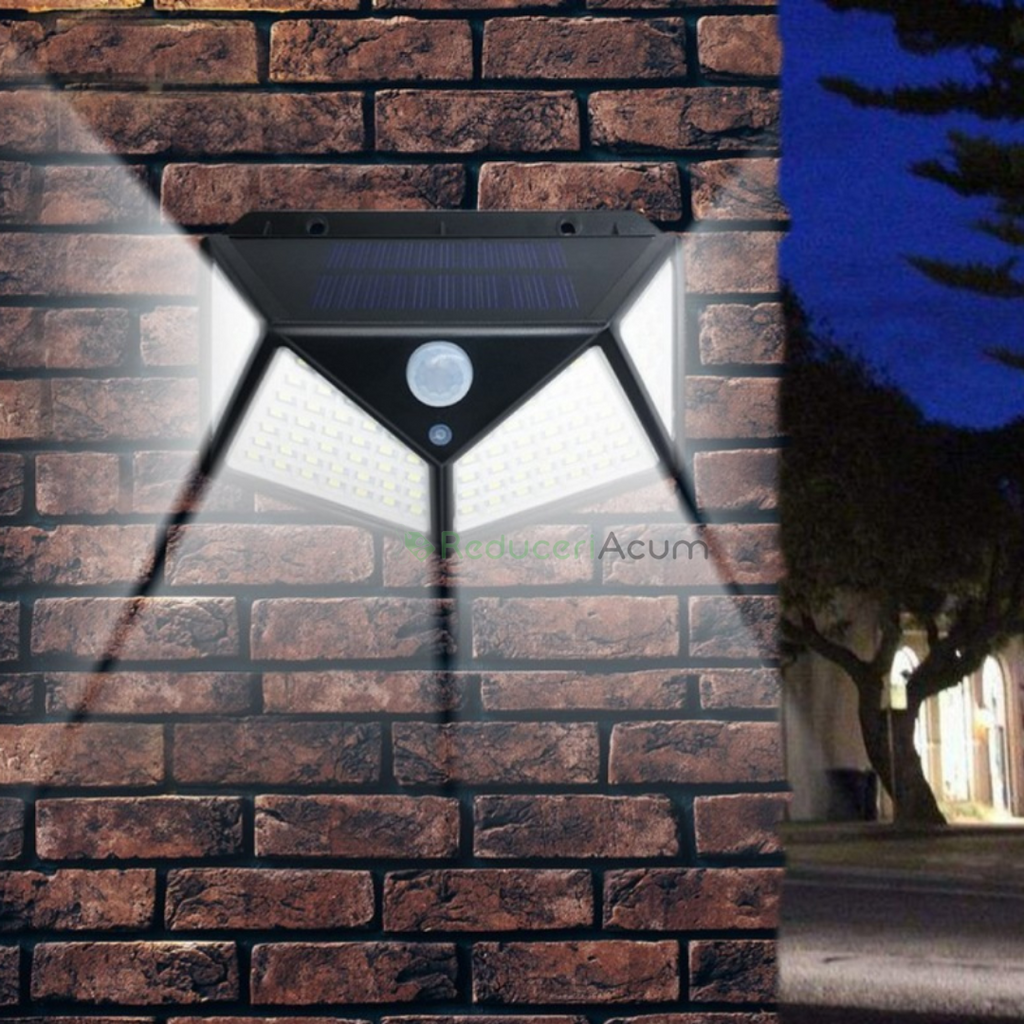 Set 2 x Lampa solara 100 Led cu senzor de miscare