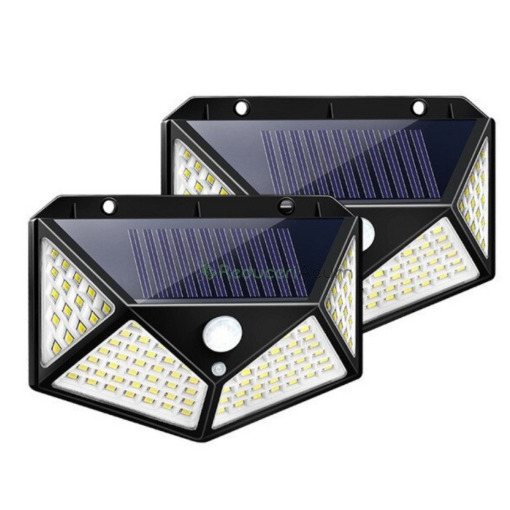 Set 2 x Lampa solara 100 Led cu senzor de miscare