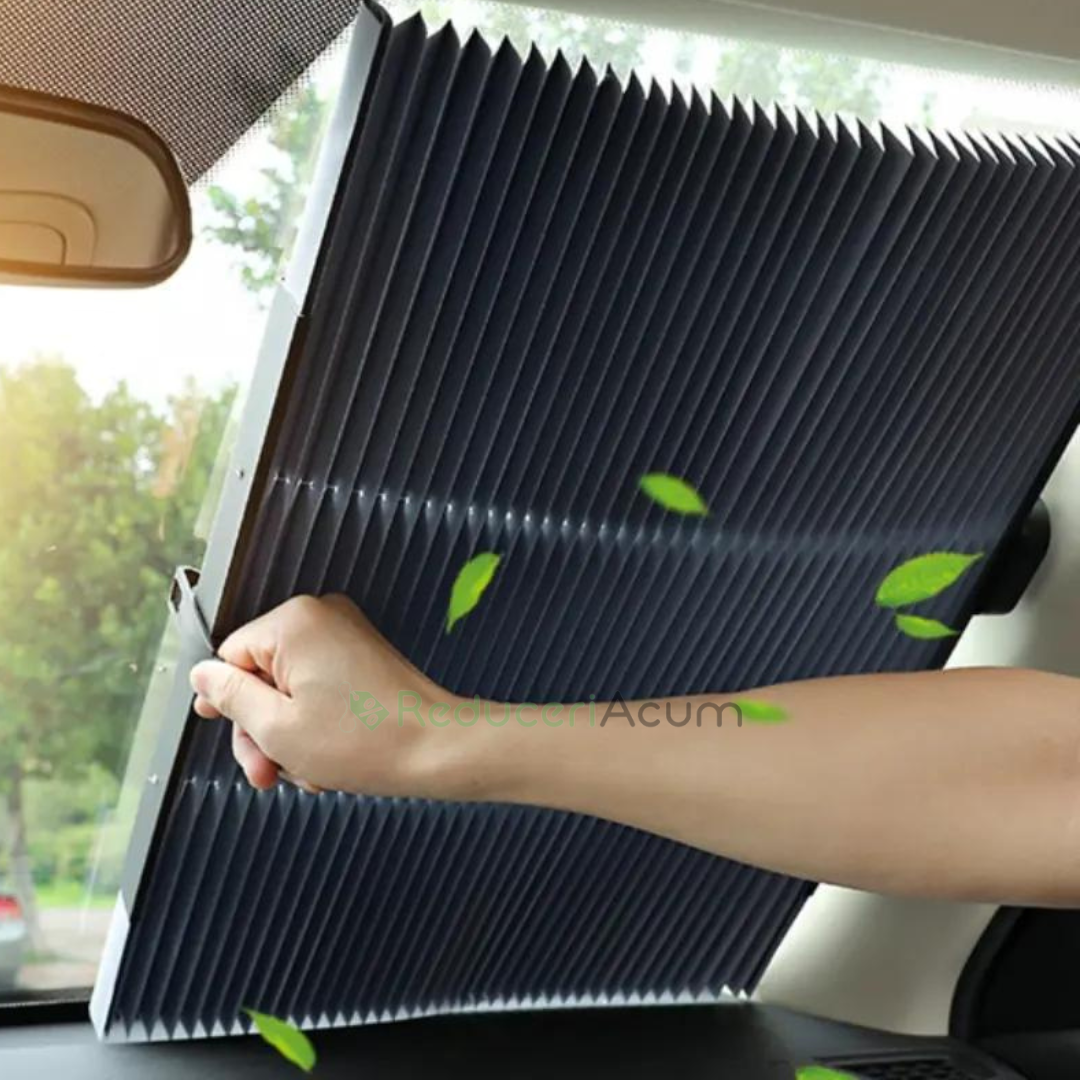 Parasolar Retractabil Parbriz Auto, cu Ventuze, Pliabil 150 x 70 cm Impotriva Razelor UV