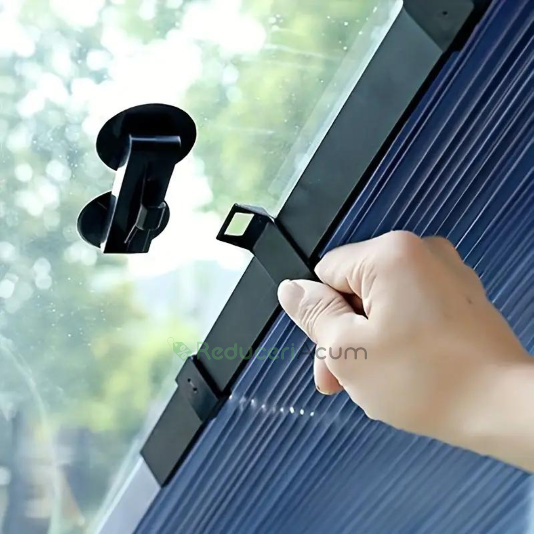 Parasolar Retractabil Parbriz Auto, cu Ventuze, Pliabil 150 x 70 cm Impotriva Razelor UV