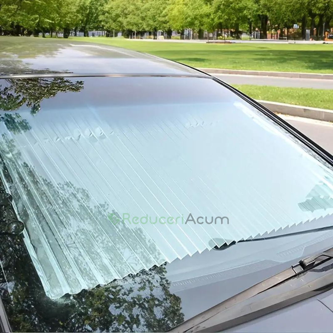 Parasolar Retractabil Parbriz Auto, cu Ventuze, Pliabil 150 x 70 cm Impotriva Razelor UV