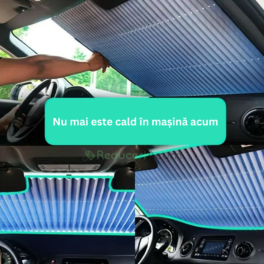 Parasolar Retractabil Parbriz Auto, cu Ventuze, Pliabil 150 x 70 cm Impotriva Razelor UV