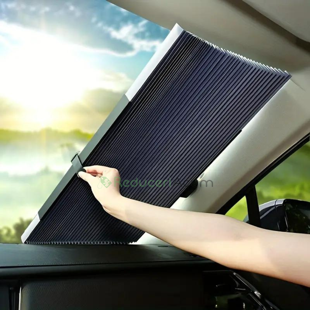 Parasolar Retractabil Parbriz Auto, cu Ventuze, Pliabil 150 x 70 cm Impotriva Razelor UV