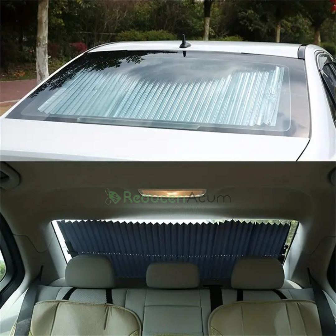 Parasolar Retractabil Parbriz Auto, cu Ventuze, Pliabil 150 x 70 cm Impotriva Razelor UV