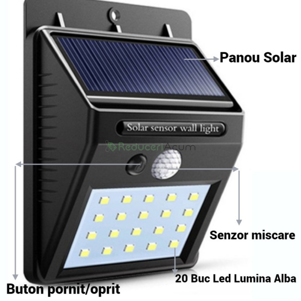 Lampa LED cu incarcare solara si senzor de miscare