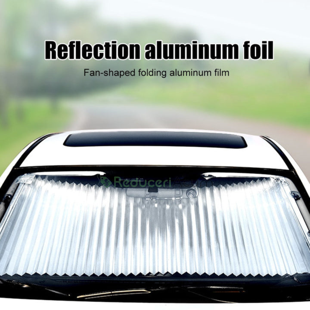 Parasolar Retractabil Parbriz Auto, cu Ventuze, Pliabil 150 x 70 cm Impotriva Razelor UV