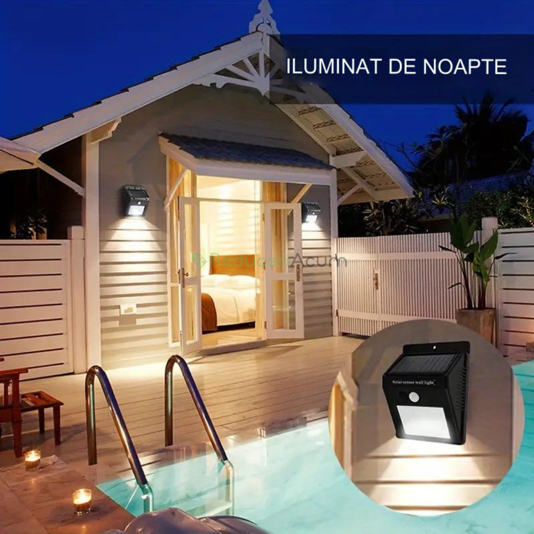 Lampa LED cu incarcare solara si senzor de miscare