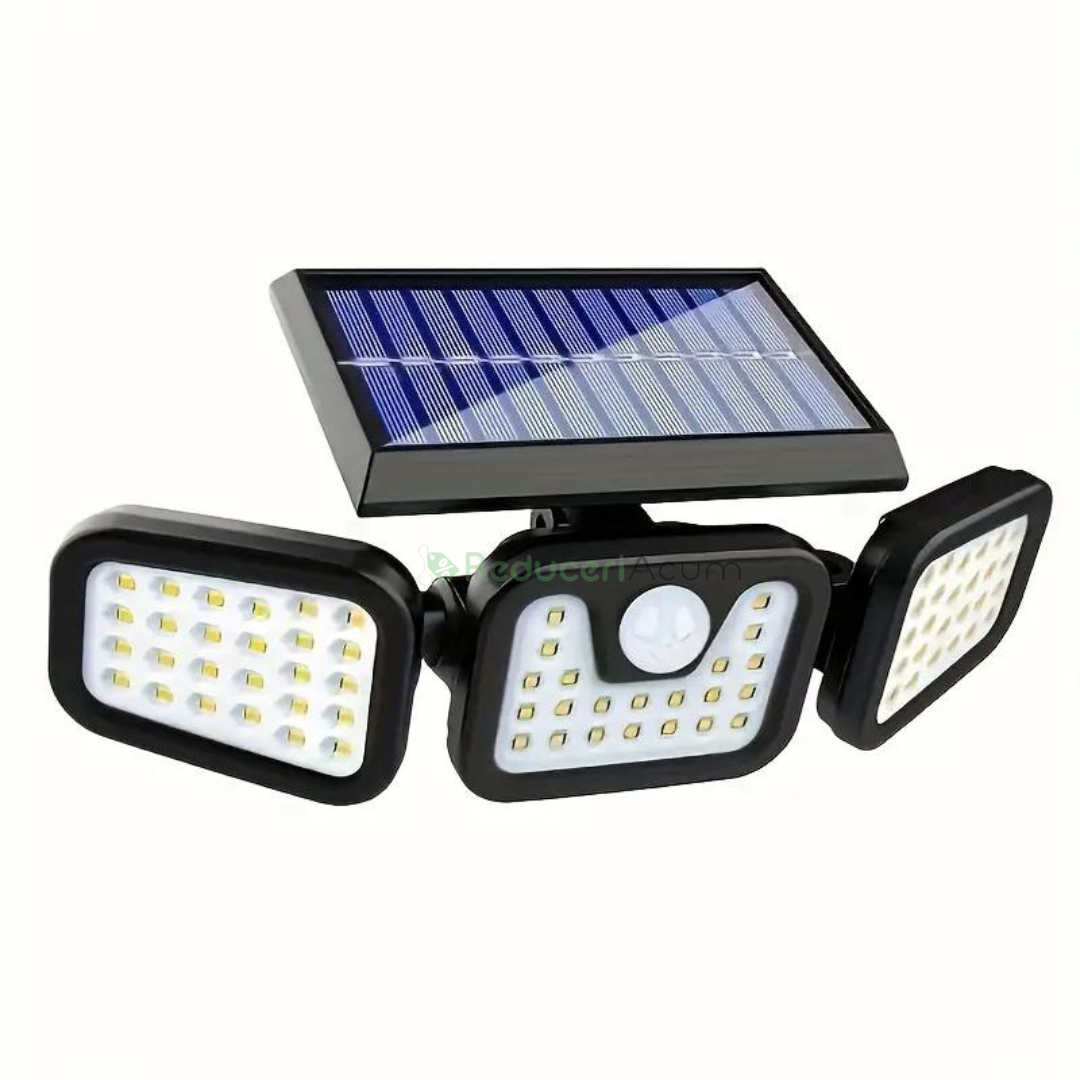 Lampa solara, de exterior cu 3 capete, LED, incarcare solara