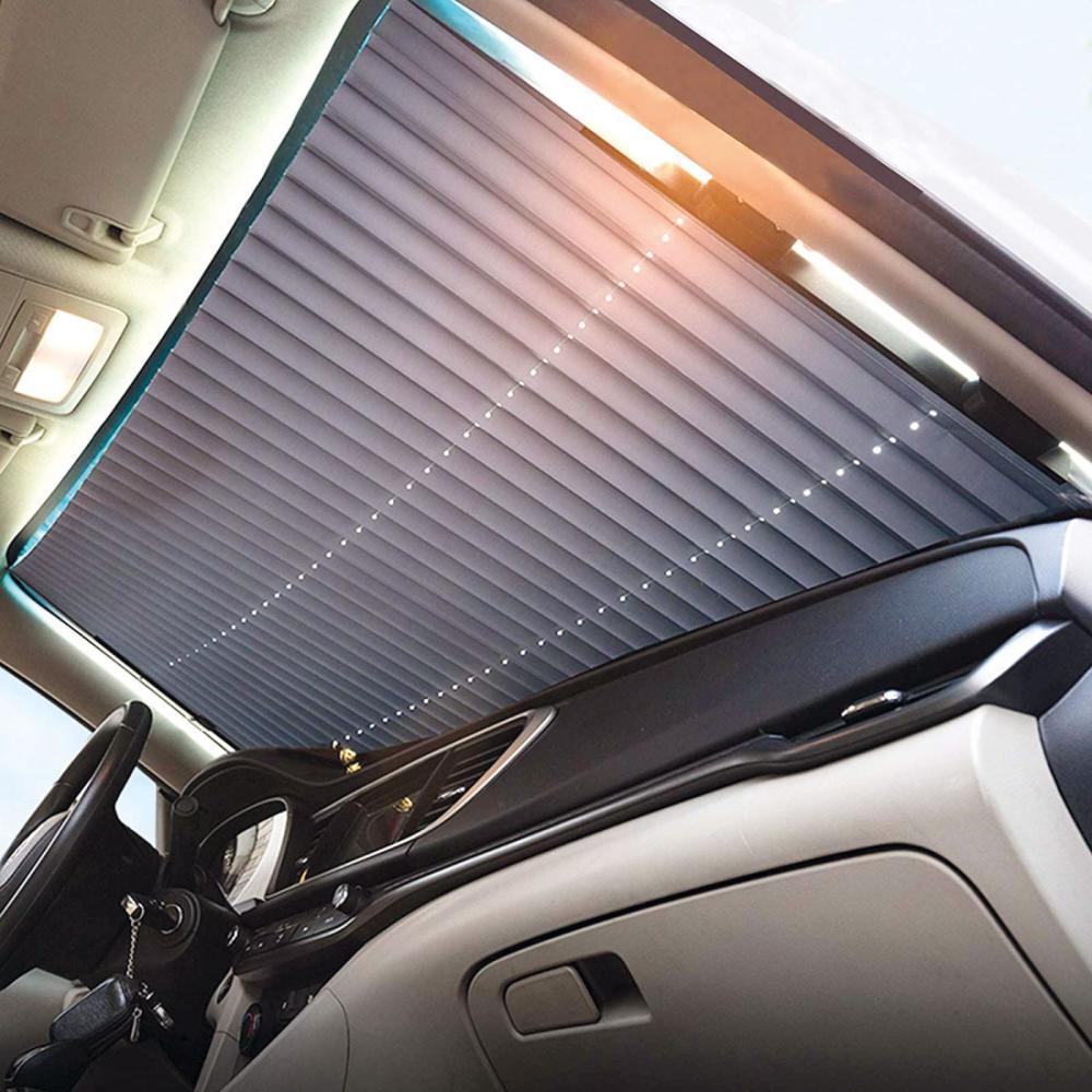 Parasolar Auto Retractabil cu Protecție UV – Fixare Simplă prin Ventuze, Pentru Parbriz și Lunetă