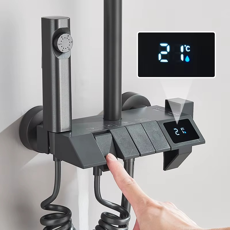 Set de Dus AquaElegance Afisaj Negru Mat – Digital si Functii Multiple, BSL10