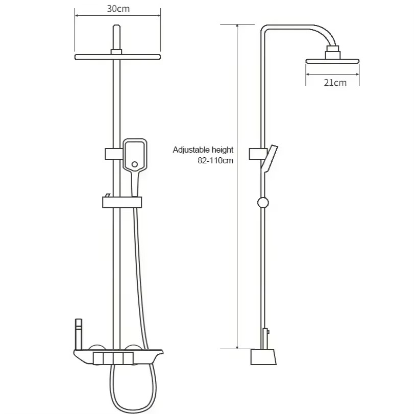Set de Dus AquaElegance Afisaj Negru Mat – Digital si Functii Multiple, BSL10
