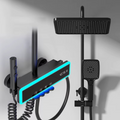 Set de dus Full Light, 4 functii de spalare, Negru mat, Banda LED, displey LED