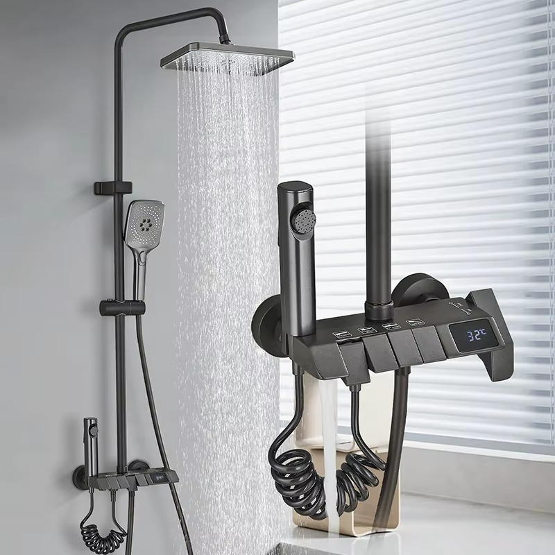 Set de Dus AquaElegance Afisaj Negru Mat – Digital si Functii Multiple, BSL10