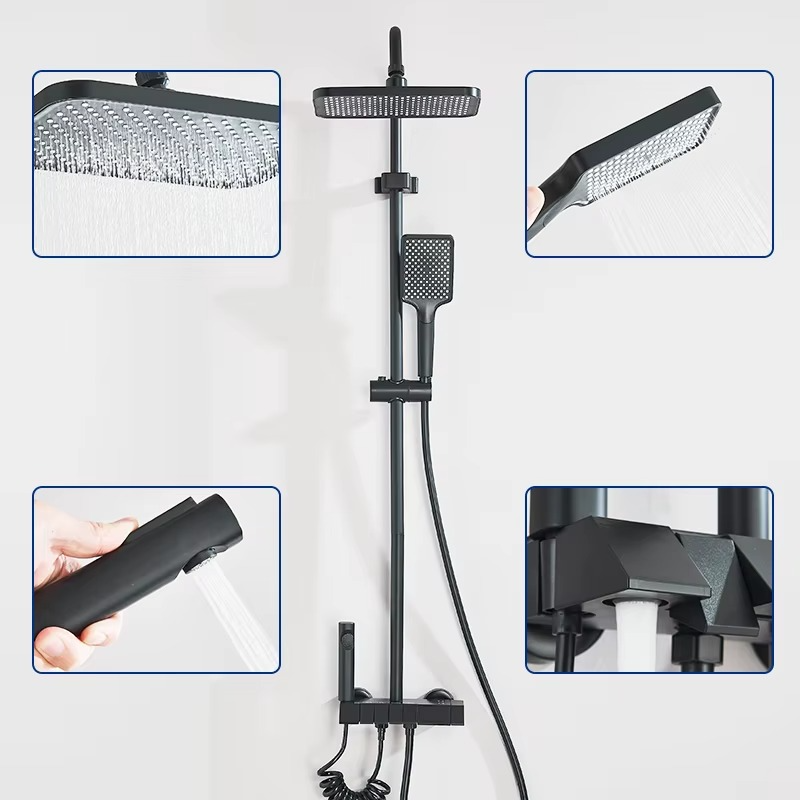 Set de Dus AquaElegance Afisaj Negru Mat – Digital si Functii Multiple, BSL10