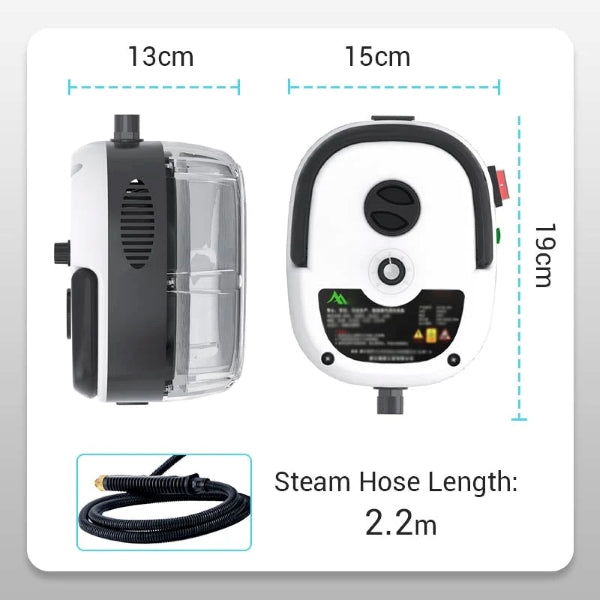 Curățător cu abur sub presiune 2500W, 3 BAR, rezervor 1L, 105°C – aparat profesional pentru curățare fără chimicale