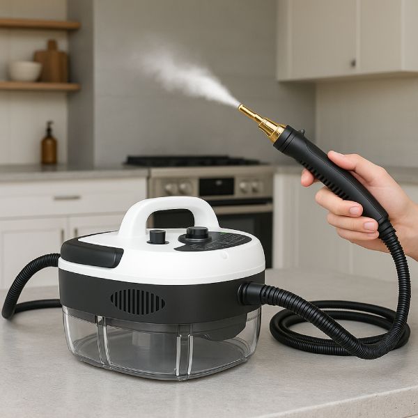 Curățător cu abur sub presiune 2500W, 3 BAR, rezervor 1L, 105°C – aparat profesional pentru curățare fără chimicale