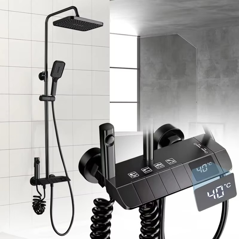 Set de Dus AquaElegance Afisaj Negru Mat – Digital si Functii Multiple, BSL10
