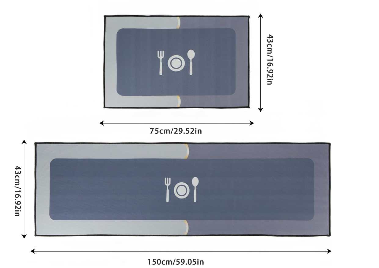 set 2 covoras GRI 150x43 cm / 75x43