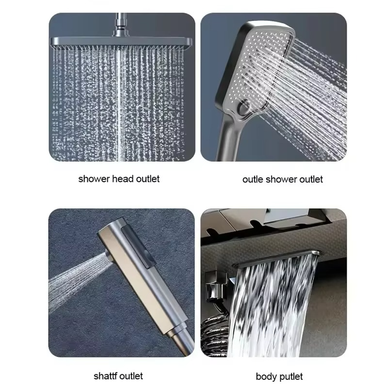 Set de Dus AquaElegance Afisaj Negru Mat – Digital si Functii Multiple, BSL10