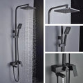 Set coloană duș, negru mat cu cap rotund tip ploaie și duș de mână, sistem complet cu mixer apă caldă/rece, VST92