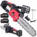 Mini drujbă electrică 12 inch cu lanț, 48V, 2 acumulatori Lithium, 4800 RPM, drujbă portabilă pentru grădină și lemne