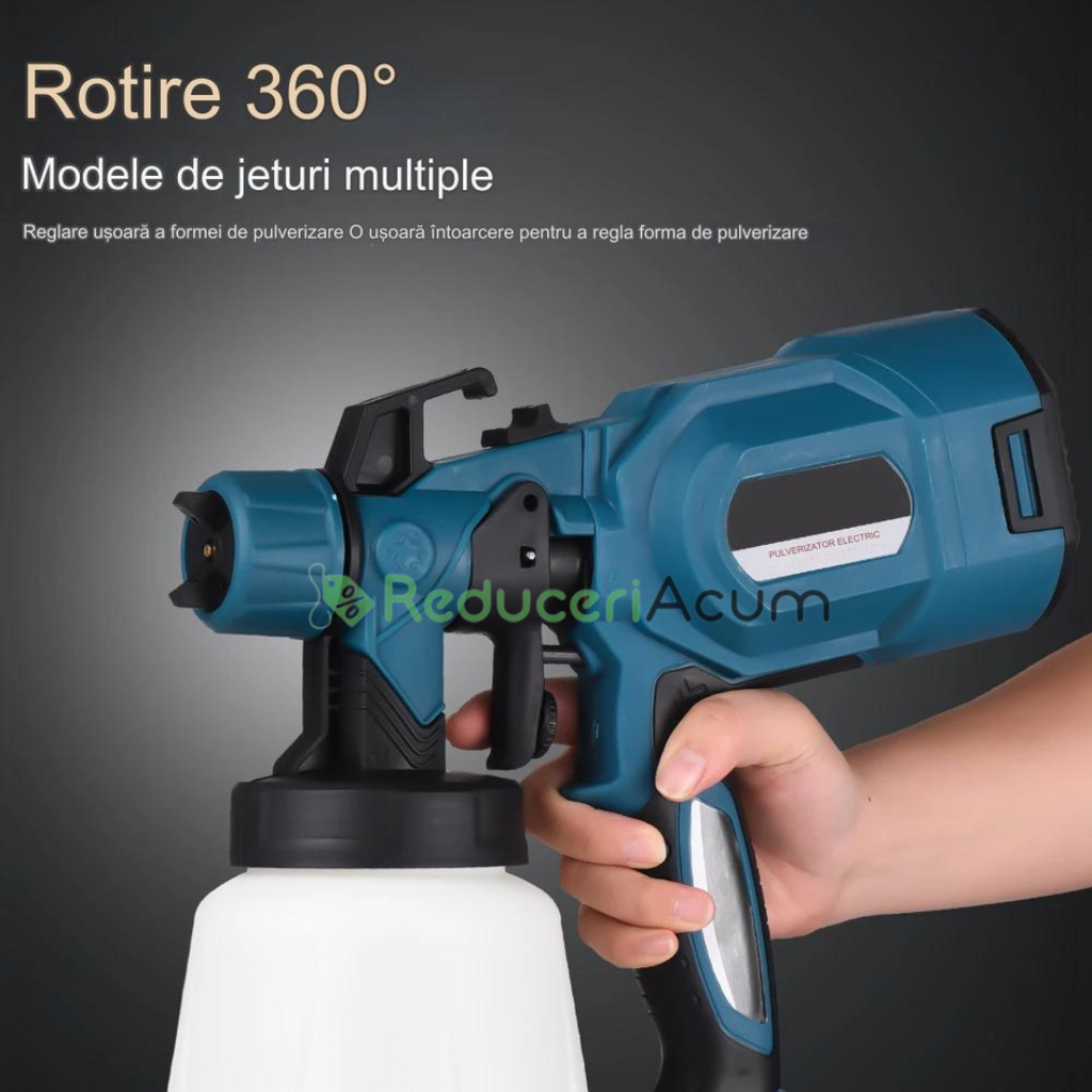 Aparat Profesional De Vopsit Și Zugrăvit LEIHMANN, Electric, Cu Rezervor De Vopsea, 800 ml si 2 Acumulatori, 36V, Portabil