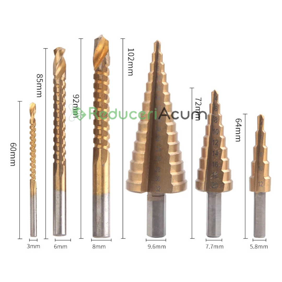 Set burghie metal, LEIH MANN, universale, 6 piese acoperite cu TITAN