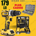 Trusa bormasina LEIHMANN, 2 acumulatori, 36V, 5Ah, incarcator si 30 accesorii, galben + Trusa 40 Piese Cadou
