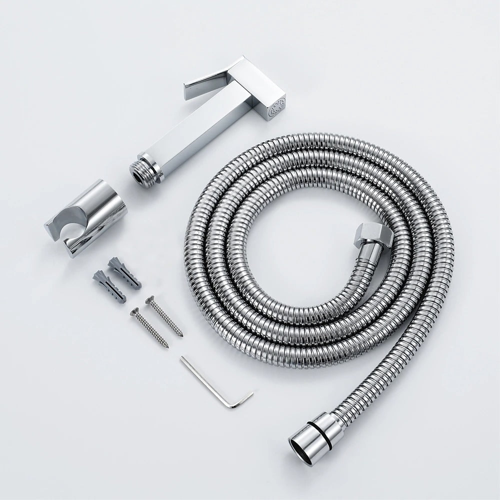 Duș Igienic Manual din Metal – Finisaj Cromat, Design Pătrat Modern, vst106