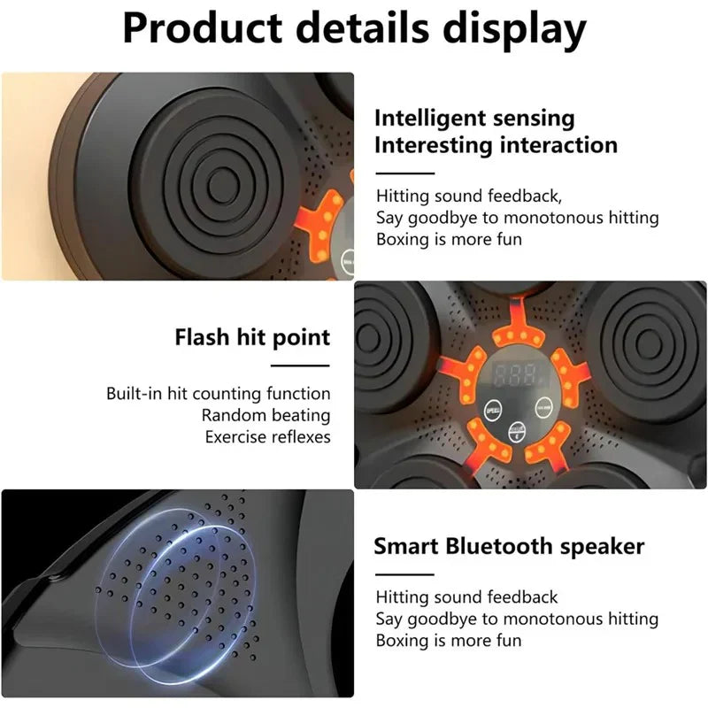 Aparat de box montabil interactiv, sincronizare Bluetooth, muzică și lumini RGB, Negru