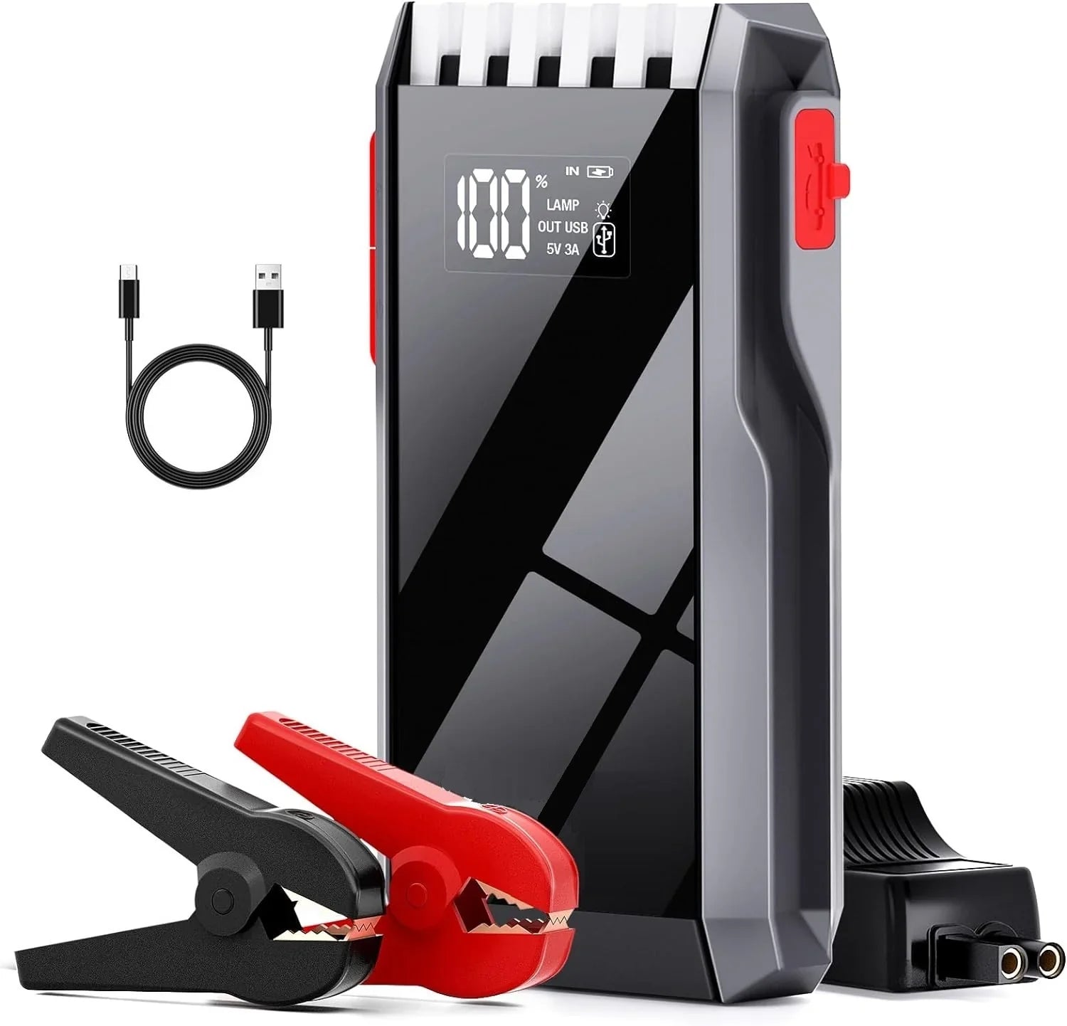 Starter Auto Portabil 12V, 600A – Booster Baterie cu Ecran LCD și Port USB