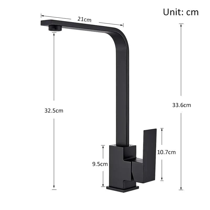 Baterie Bucătărie Minimalistă – Negru Mat, Cadru Pătrat, Monocomandă VST59