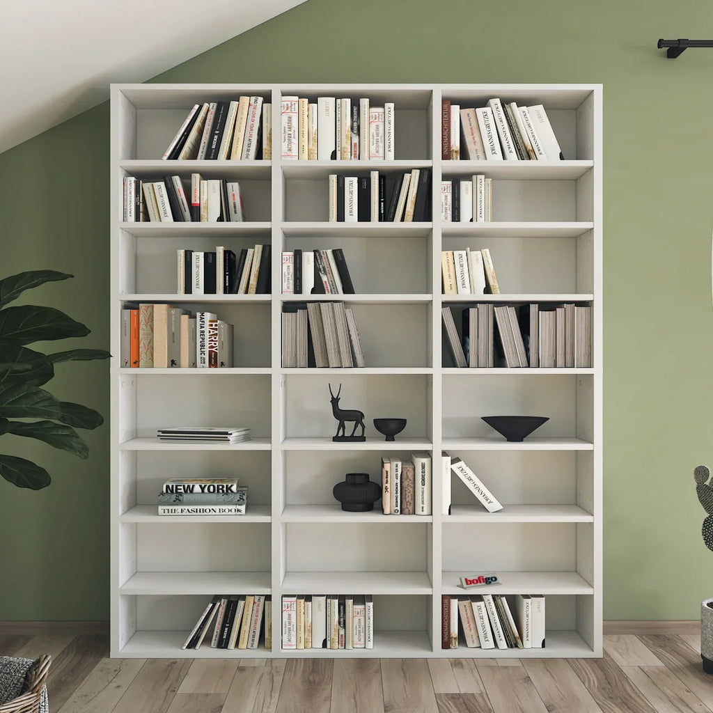 Raft Bibliotecă Modern cu 24 Compartimente, Înaltă și Îngustă, Ideală pentru Cărți sau Colecții, 178 cm Înălțime, Design Elegant