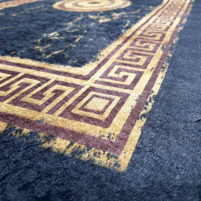 Covor cameră antiderapant diverse mărimi bleumarin cu auriu