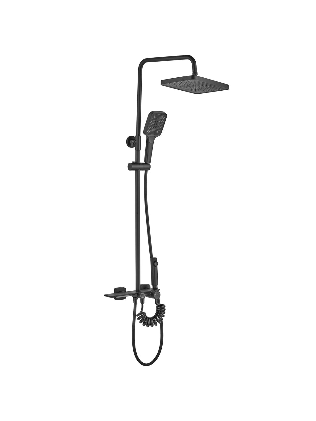 Coloana de duş Mat Black Elegance, Cu 4 functii de spalare, si scurgere tip cascada