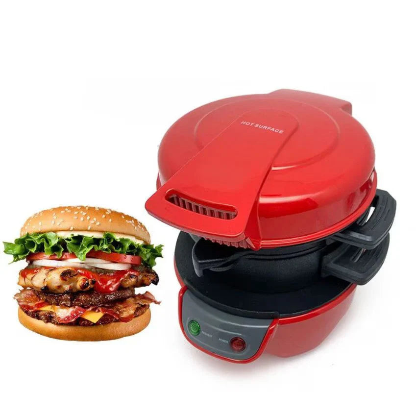 Sandwich Maker RAF 600W pentru Sandwich-uri și Burgeri, Plăci Antiaderente, Compact, Roșu
