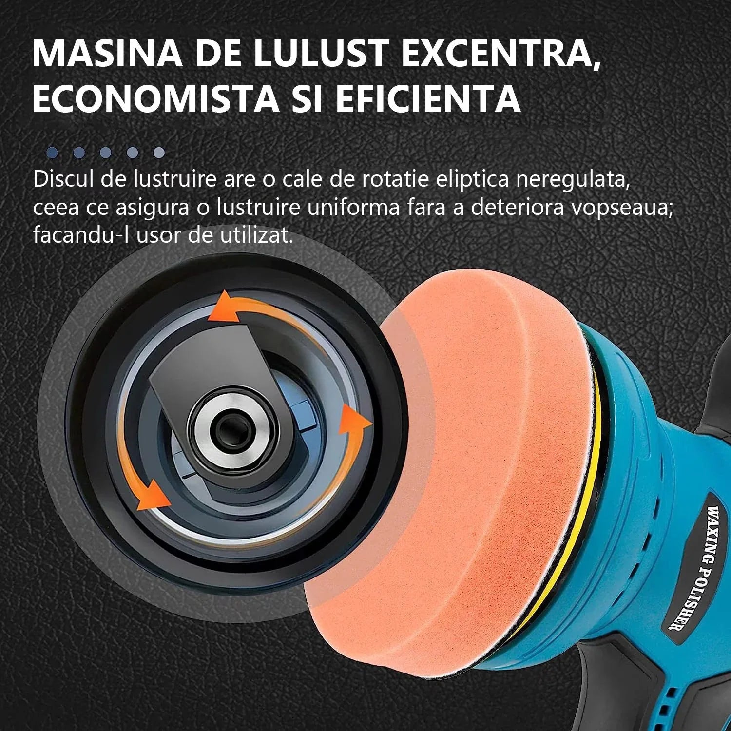 Mașină de Polish Auto fără Fir, 2 Baterii 12V, 8 Trepte Viteză, 2500-5000 RPM