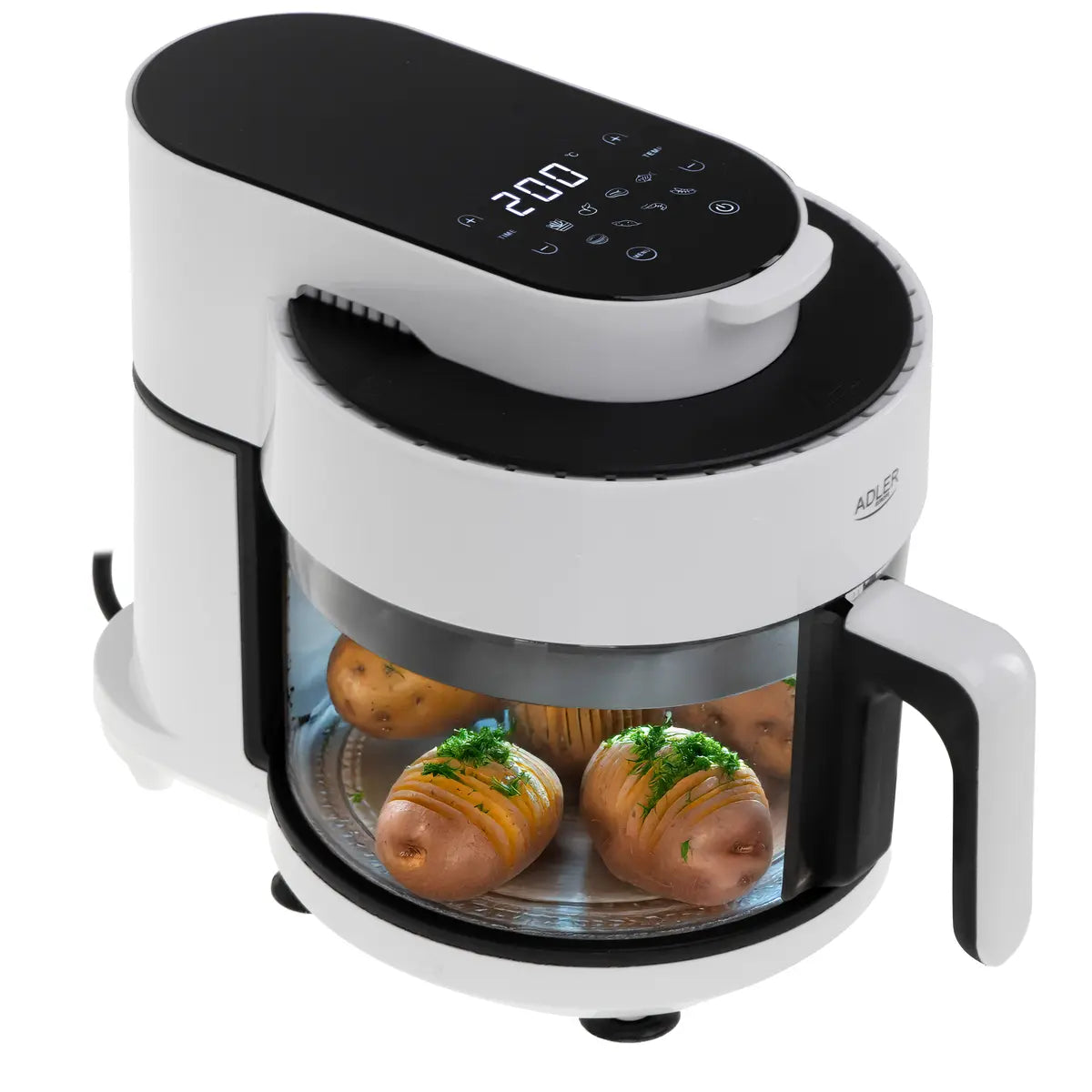 Friteuză cu Aer Cald 3L cu Bol din Sticlă – Adler AD 6316, 1400W, 8 Programe, Touch Screen
