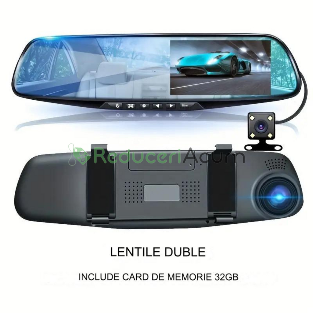 Oglinda monitor dual camera 4.3 inch pentru parcare