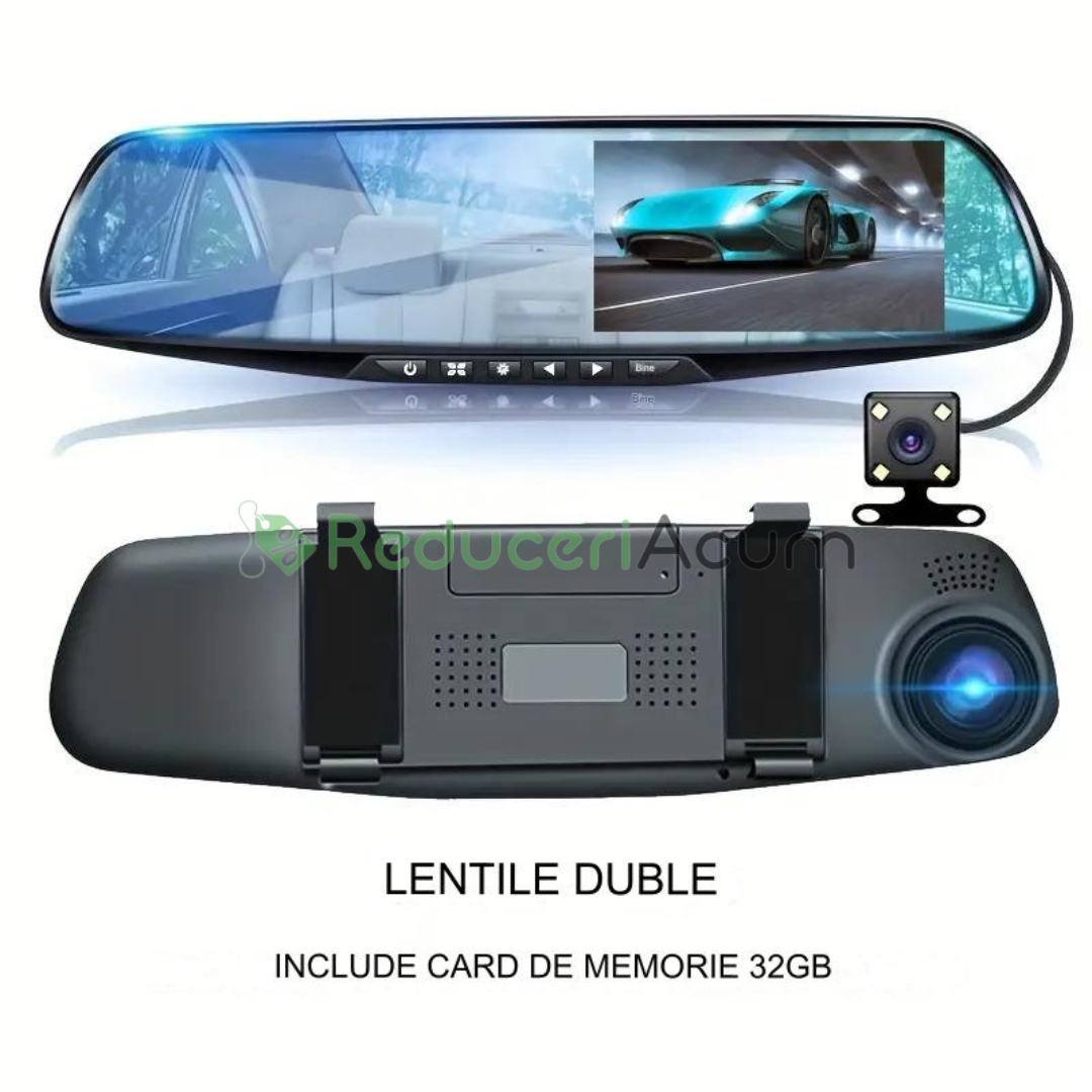 Oglinda monitor dual camera 4.3 inch pentru parcare