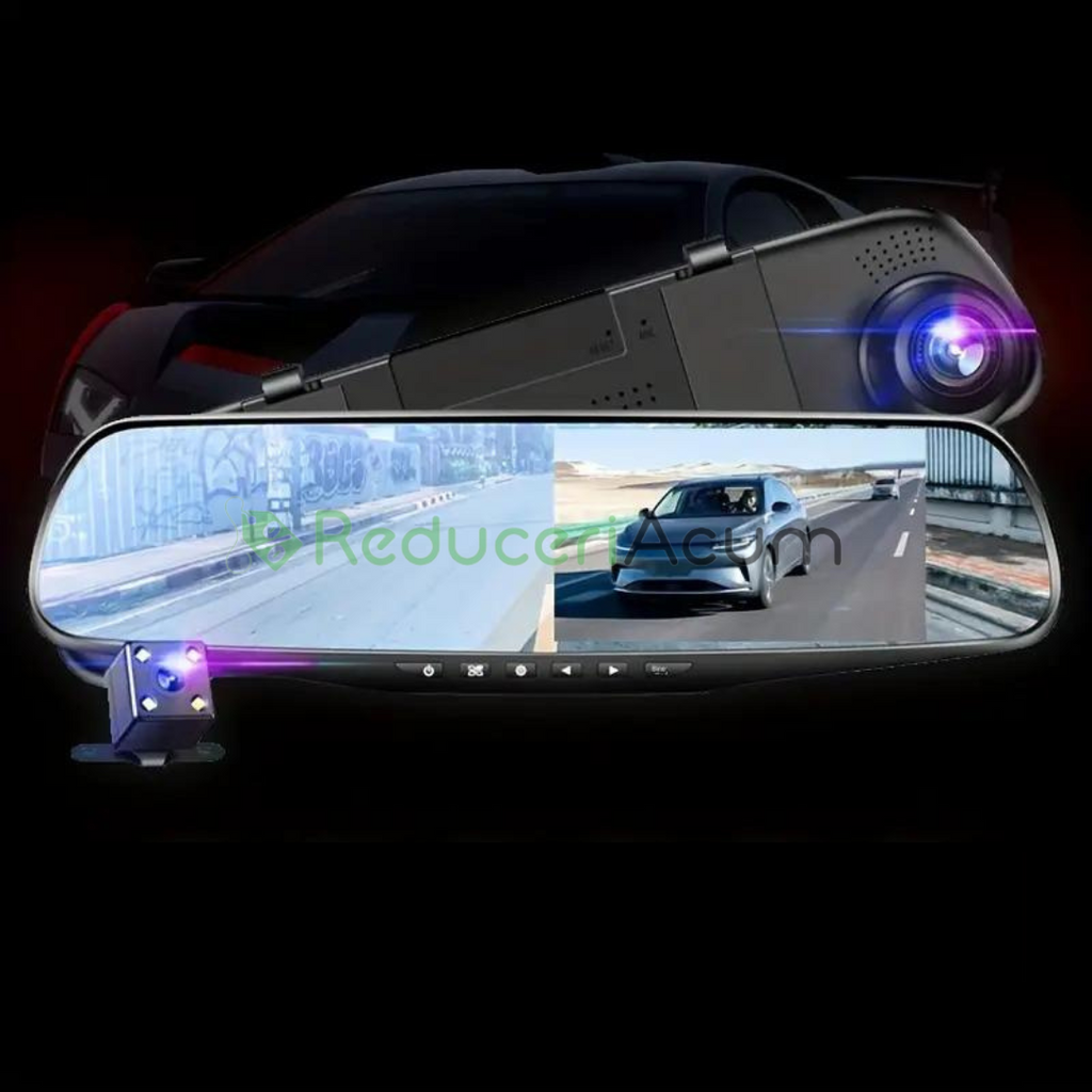 Oglinda monitor dual camera 4.3 inch pentru parcare