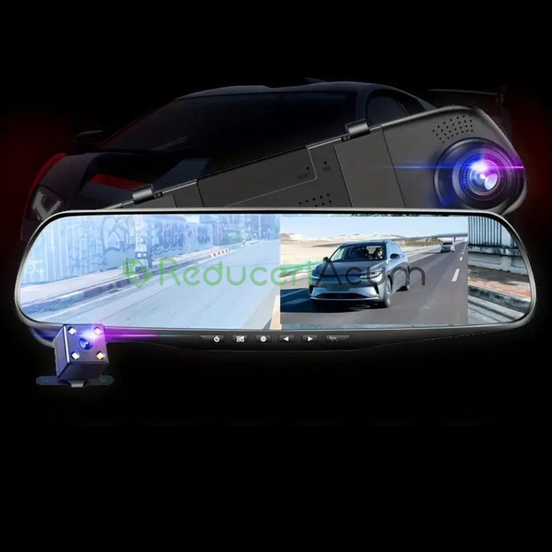 Oglinda monitor dual camera 4.3 inch pentru parcare