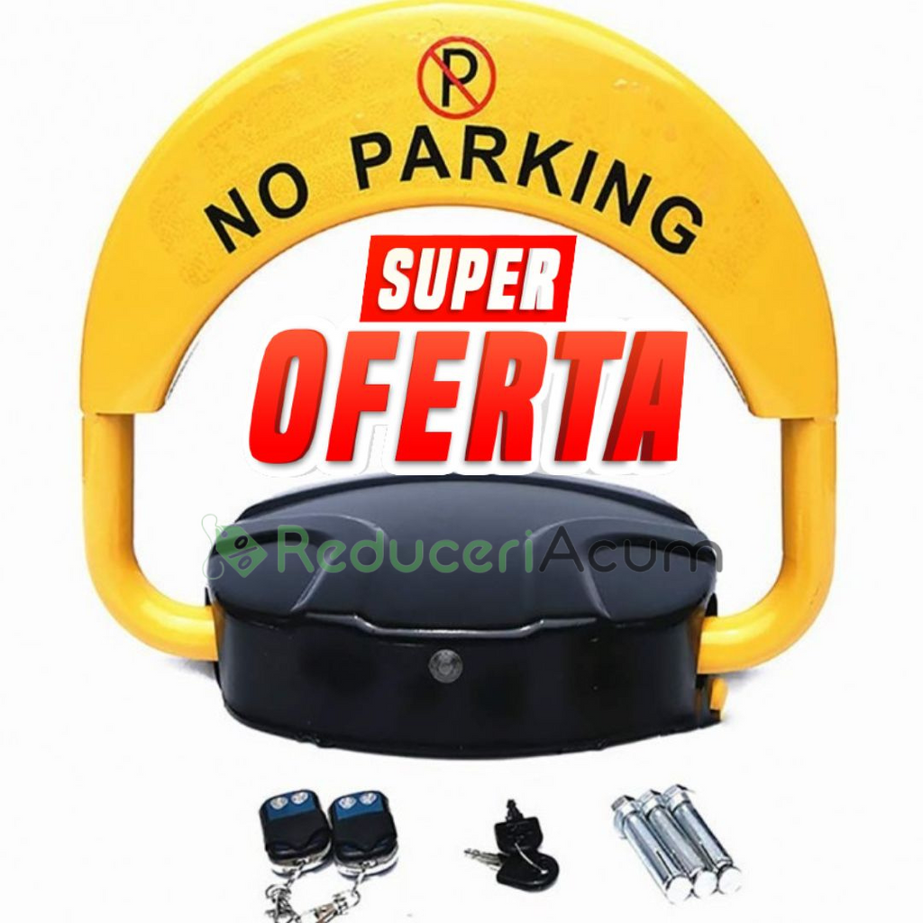 Blocator loc parcare automat telecomanda si alarma , suporta 2 tone, Galben/Negru, rezistent intemperii